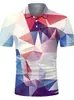 Camisa Polo Masculina de Seda Gelada com Estampa Camuflada para o Verão, Top Casual de Manga Curta com Gola Reversível, Camada Base Esportiva Leve e Respirável