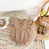 Nuevo Estilo Mameluco de Verano Delgado de Algodón Bordado para Bebé Niña Mangas Cortas tipo Burbuja Mono para Bebé Mangas de Mosca