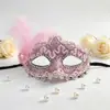 Máscara Veneziana de Luxo para Halloween e Natal, Chapéu Lateral de Renda com Penas para Vestido de Baile, Máscara de Meio Rosto para Carnaval