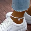 Tobillera con Colgante de Perla Único y Delicado de Estilo Europeo y Americano para Mujer, Tobillera Sencilla de Moda para Vacaciones en la Playa