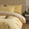 Conjunto de Roupa de Cama de Quatro Peças Espesso de Algodão Puro Escovado de Alta Qualidade com 100 Fios, Lençol de Cama de Algodão Puro, Capa de Edredom, Lençol com Elástico, Roupa de Cama para Outono e Inverno