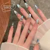 Unhas Portáteis Populares do Xiaohongshu com um Toque de Luxo, Design Olho de Gato com Pedras Strass, Pontas de Unha Artesanais Estilo Francês, Unhas Postiças da Moda que Realçam o Tom da Pele