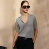 Top de Punto de Punto de Cruz Estilo Europeo y Americano Verano 2026 Nuevo Estilo Old Money Casual Sencillo Cuello Polo Manga Corta Suéter