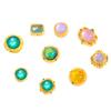 Cuentas espaciadoras de ópalo de litio púrpura imitación y oro mate de 18 quilates que conservan el color, aleación de cobre, accesorios DIY para pulsera, collar para mujer