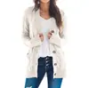 Suéter Cardigan Outono e Inverno Europeu e Americano da Amazon para Mulheres, Jaqueta de Tricô com Gola V de Botão Único e Manga Longa, Espessado e Corte Solto