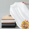 Camiseta de Veludo Dupla Face com Gola Média, Corte Solto e Mangas Longas para Homens no Outono e Inverno, Forrada com Lã, Gola Alta Quente, Versátil, Camiseta Básica de Lã, Casaco de Outono