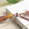 Colgante de Coche de Hilo de Algodón Frotado a Mano Estilo Xizang Cuerda para Manillar Cuerda para Colgar Asiento de Loto Tejido a Mano Cuerda de Mano Borla Estilo Étnico Cuerda de Juego Cultural