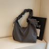 Bolsa tote de grande capacidade para viagens internacionais, nova bolsa plissada, cor sólida, leve, simples, bolsa de ombro para uso diário, bolsa transversal feminina