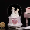 Caixa de Música Bola de Cristal de Casamento para Casal Presente Acompanhante para Esposa Presente de Feriado Enfeites de Decoração para Mesa de Casa
