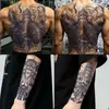 Adesivos de Tatuagem Menino Garça Branca, Fórmula de Suco Herbal, À Prova d'Água e Duradoura, Design de Flor de Cerejeira para Braços e Costas Inteiras, Estilo Retro Asiático para Homens e Mulheres