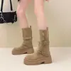 Botines Cortos de Plataforma Estilo Americano Inspirados en la Naturaleza Suela Gruesa Plegables 2025 Nueva Moda Retro Uso Bidireccional Dos en Uno Botas Martin para Mujer
