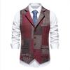 Chaleco Casual Nuevo para Hombre Transfronterizo 2025 Retro Color Contraste Solapa Tweed Espiguilla Chaqueta Chaleco para Hombre