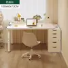Escritorio Estilo Crema Mesa de Tocador para Hogar Dormitorio Gabinete de Almacenamiento Mesa Integrada Estación de Trabajo Escritorio de Computadora Minimalista con Cajones