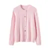 Nuevo cárdigan de cachemira grueso para otoño e invierno con botones coloridos, una prenda exterior de punto elegante y versátil para mujer
