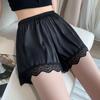 Shorts Largos de Verão Finos de Três Pontos com Bainha Dobrada, Leggings de Seda Gelo, Calcinha de Segurança para Mulheres, Branco Anti-Exposição