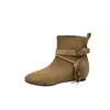 Versión en stock~Botas Vaqueras Retro de Cowboy para Mujer Otoño Invierno Nuevas Llegadas Tacón Grueso Maillard Botines Botas Martin Botín de Tacón Bajo