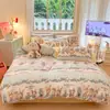 Ropa de Cama para Dormitorio Estudiantil Suave Linda Leche Polar Lolita Juego de Cuatro Piezas - Lolita
