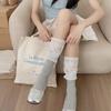 Calcetines de media pantorrilla con ribete de encaje para mujer, Calcetines holgados de color liso, Calcetines Accesorios para la pantorrilla Dongdaemun Coreanos