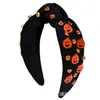 Diadema de Tela Nueva Europea y Americana para Halloween con Pedrería Combinada con Accesorios de Acrílico de Calabaza Nudo Moda Accesorio para el Cabello de Ala Ancha