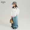 Camiseta Básica Yojia para Meninas Primavera 2026 Nova Estilosa Renda Manga Longa para Meninas Pequenas Top de Primavera Infantil