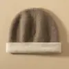 Chapéu 100% Caxemira Pura Feminino Outono e Inverno Novo Chapéu Frio Dupla Face Versátil Quente Chapéu de Tricô Chapéu de Lã Tricotado