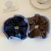 Goma para el pelo scrunchie de retazos de tela de lunares y bloques de color retro de nicho coreano para mujer, accesorio versátil para coleta