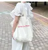 2024 Novo Ins Niche Lona Vermelha Bolsa Casual Carta Impressa Lona Ombro Bolsa Grande Capacidade Estudante Bolsa