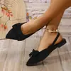 Zapatos Planos de Punta Fina de Verano 2026 Talla Grande Transfronterizos Europeos y Americanos Sandalias de Moda para Mujer Sandalias Casuales sin Espalda con Lazo