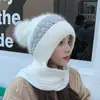 Bufanda Sombrero Invierno Mujer Todo Fósforo Estilo Coreano Engrosada Cálida Otoño e Invierno Protección Orejas Tejida Lana con Capucha Bufanda