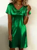 Vestido de Moda de Color Sólido con Cuello de Pico y Textura Metálica de Manga Corta, Nuevo Transfronterizo Primavera/Verano para Mujer, Estación Independiente de Amazon 2026
