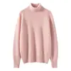 Nuevo Suéter de Cachemir Otoño e Invierno 2025 para Mujer 100% Cachemir Puro Cuello Alto Manga Larga Grueso Simple Color Puro Cálido