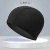 Gorros de Natación de Tela de Poliéster al por Mayor de Fábrica, Alta Elasticidad, Universales para Adultos, Color Sólido y Estampados, Gorros de Natación de Cartón Empaquetados Individualmente