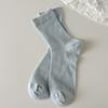 Calcetines de Verano para Mujer de Malla Fina Transpirable Blancos hasta la Mitad de la Pantorrilla Sencillos de Rayas Verticales Estilo Coreano Versátiles Calcetines Slouch