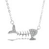 Colar de peixe ósseo flash estilo japonês e coreano com diamante pequeno ins feminino nicho luxo leve personalidade criativa joia de peixe totalmente cravejada em diamante corrente de clavícula