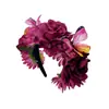 Acessórios de Cabelo Flor de Rosa Europeia e Americana Faixa de Cabeça para Festa de Halloween Rosa Artificial Retrô Estilo Étnico Faixa de Cabeça para Feriado para Mulheres