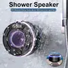 Altavoz Bluetooth inalámbrico de fábrica con ventosa, impermeable, luces de colores LED, pantalla digital, IPX7, superventas transfronterizo, diseño privado