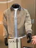 Chaqueta de Suede Color Block Desgastado para Uso Diario, Estilo Informal para el Trabajo y al Aire Libre, Estilo Pareja Primavera Otoño, Streetwear de Gama Alta, Estilo Coreano