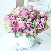Decoración de Flores Artificiales Transfronteriza de Amazon Ramo de Boda Mesa de Comedor Adornos para Sala de Estar Flor Artificial Rosa Simulada de Tela de Seda