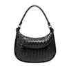 Bolso de media luna retro de moda, diseño simple, tejido a mano, para hombro, debajo del brazo, para el trabajo