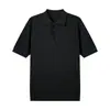 Camisa Polo de Malha Lyocell com Padrão Âmbar Manga Curta Masculina Verão High-End Estilo Old Money Top Casual de Negócios