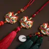 Colgante para coche de danza del león cloisonné este año de vida 2024 nuevo colgante de borla para interior de coche colgante de espejo retrovisor