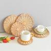 Simples Tecido Placemat Imitação Rattan Plástico Redondo Isolado Térmico Placemat Flushable Doméstico Cozinha Vime Mesa De Jantar Prato Mat