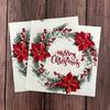 Nuevo TEMU Gran Venta Navidad Patrón de Flores Toalla de Papel MerryChristmas Corona Servilleta Impresa a Color