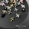 Nuevos accesorios de aleación para uñas con cruz incrustada de pequeños diamantes, mini decoraciones metálicas punk para uñas mixtas al por mayor