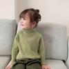 Suéter de Lã Forrado para Meninas Outono/Inverno 2025, Malha Macia e Versátil de Ponto Largo para Bebês e Crianças
