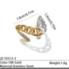 Anillo Nuevo Estilo Europeo y Americano Acero Inoxidable Vacío Electrochapado Oro 18K Dos Tonos Patchwork Sensación de Alta Gama Anillo INS Joyería de Acero de Titanio
