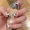 Nuevas y Modernas Puntas de Uñas Ballet de Longitud Media con Estampado de Vaca Color Nude Uñas Portátiles de Alta Gama Minimalistas Más Vendidas