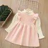 Conjunto de chaleco de punto para niña y falda Aekyung otoño e invierno gato de dibujos animados chaleco falda y camiseta básica conjunto de dos piezas