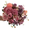 Ramo Retro Peonía Flores Artificiales Flores de Simulación Arreglo Adornos para Sala de Estar Decoración de Escaleras Flores de Seda Flores Biónicas Accesorios para Fotos