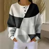 Sudadera tipo polo de punto gofrado para mujer Amazon 2026, tres botones, cuello alto, nuevo vintage, estampado digital 3D